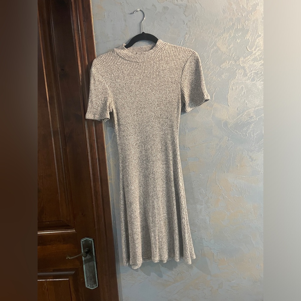 Gray Partial Turtleneck Bodycon Dress